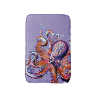 Alfombrilla De Baño Naranja del pulpo y morado