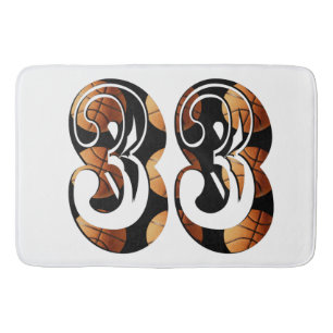 Alfombrilla De Baño Naranja dimensional Número 33 de baloncesto negro,