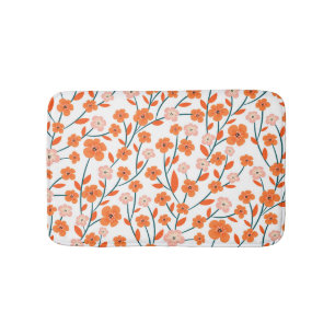 Alfombrilla De Baño Naranja floral Pastel blanco sin soldadura