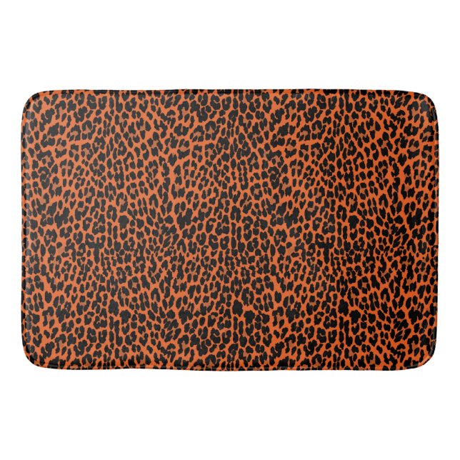 Alfombrilla De Baño Naranja Leopard Skin Print (Anverso)