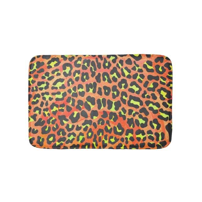 Alfombrilla De Baño Naranja leopardo e impresión amarilla (Anverso)
