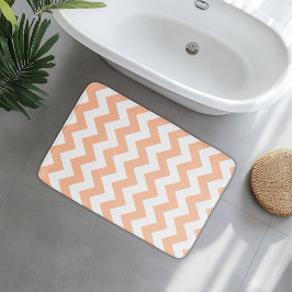 Alfombrilla De Baño Naranja Melocotón Chevron Moderno
