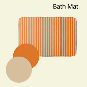 Alfombrilla De Baño Naranja moderno y rayas beige