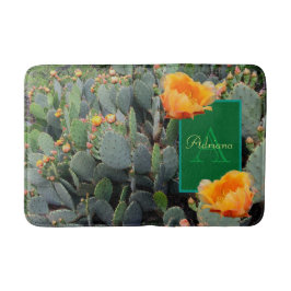 Alfombrilla De Baño Naranja Monograma Personalizado Cactus Pear Rápida