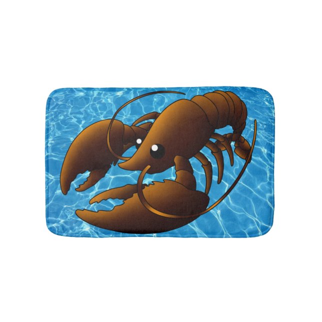 Alfombrilla De Baño Naranja Personalizado Cute Lobster (Anverso)