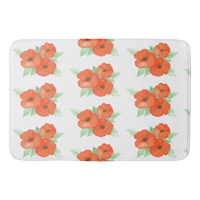 Alfombrilla De Baño Naranja Poppies (Anverso)