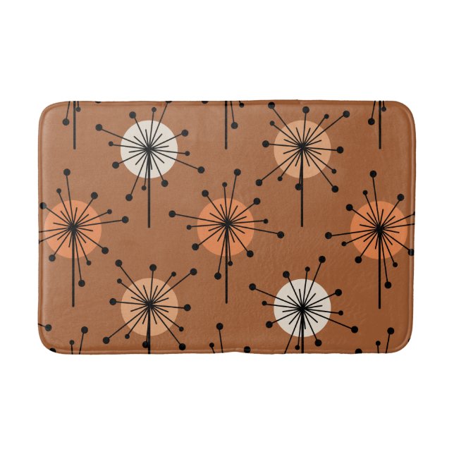 Alfombrilla De Baño Naranja quemado de flores de estreno de Sputnik en (Anverso)