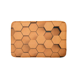 Alfombrilla De Baño Naranja quemado moderno hexagonal contemporáneo