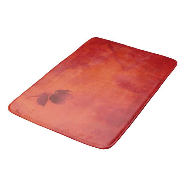 Alfombrilla De Baño Naranja quemado Persimmon Abstrato de hojas otoño (Angular)