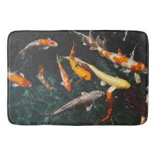 Alfombrilla De Baño Naranja relajante y estanque de pescado blanco asi