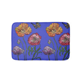 Alfombrilla De Baño Naranja Rojo Amarillo Poppies florales Bath Mat