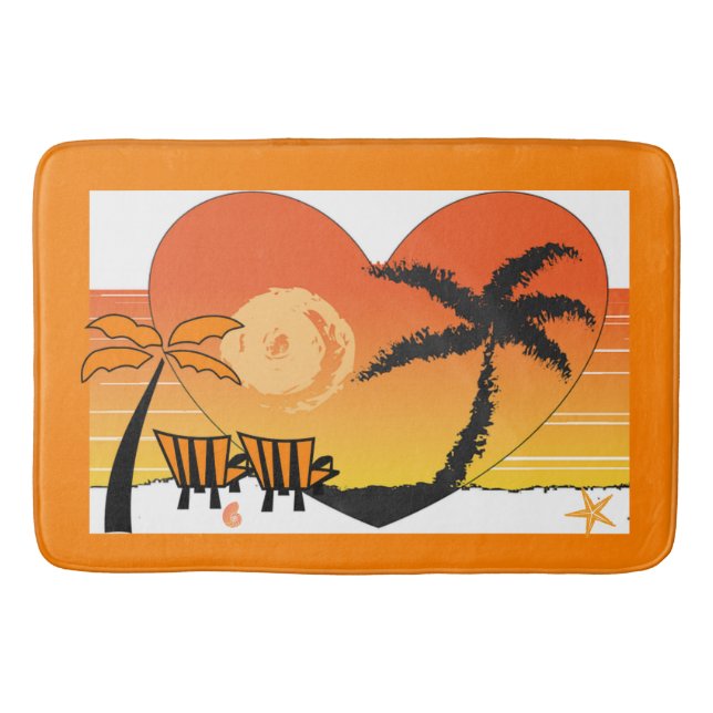 Alfombrilla De Baño Naranja Sunset Beach Bath Mat (Anverso)