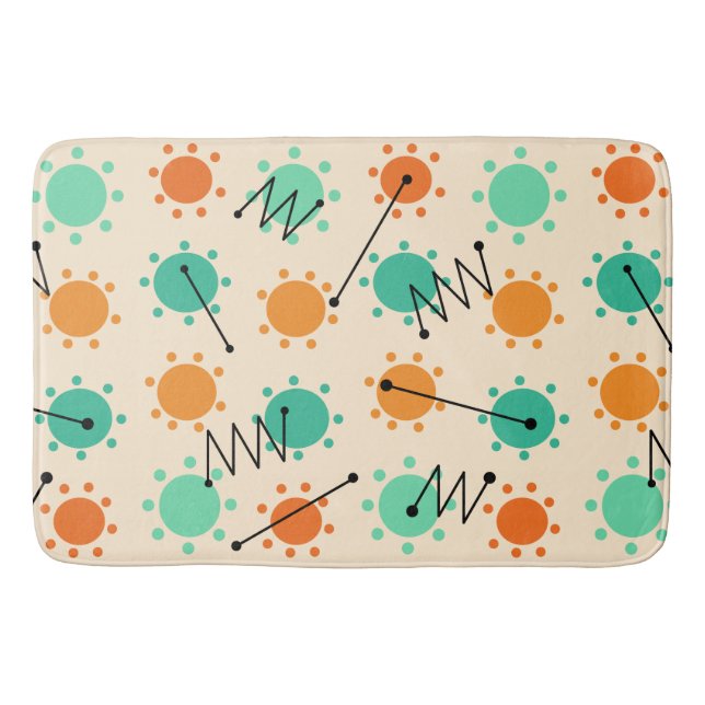 Alfombrilla De Baño Naranja Turquoise Moderno Sunshine de Mid Century (Anverso)