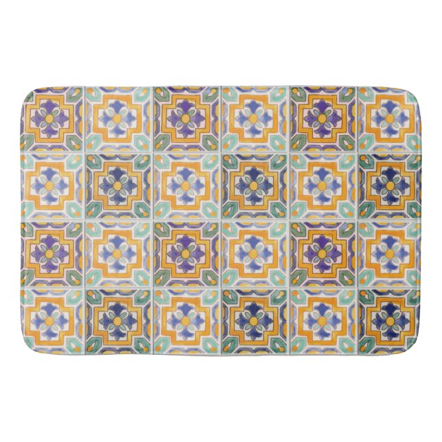 Alfombrilla De Baño Naranja-Verde-Azul Tile Mat (Anverso)