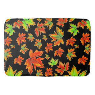 Alfombrilla De Baño Naranja verde rojo otoño hojas de arce