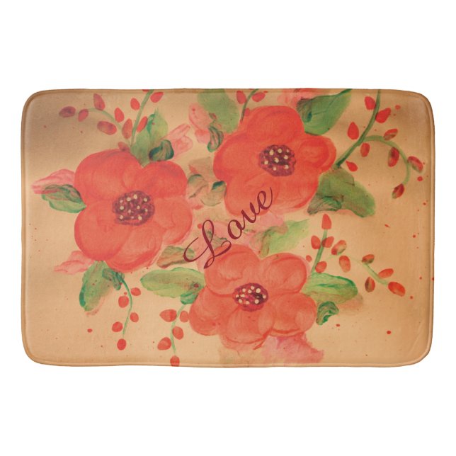 Alfombrilla De Baño Naranja vibrante rojo (Anverso)