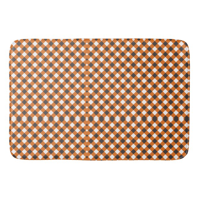 Alfombrilla De Baño Naranja White Plaid Gingham (Anverso)