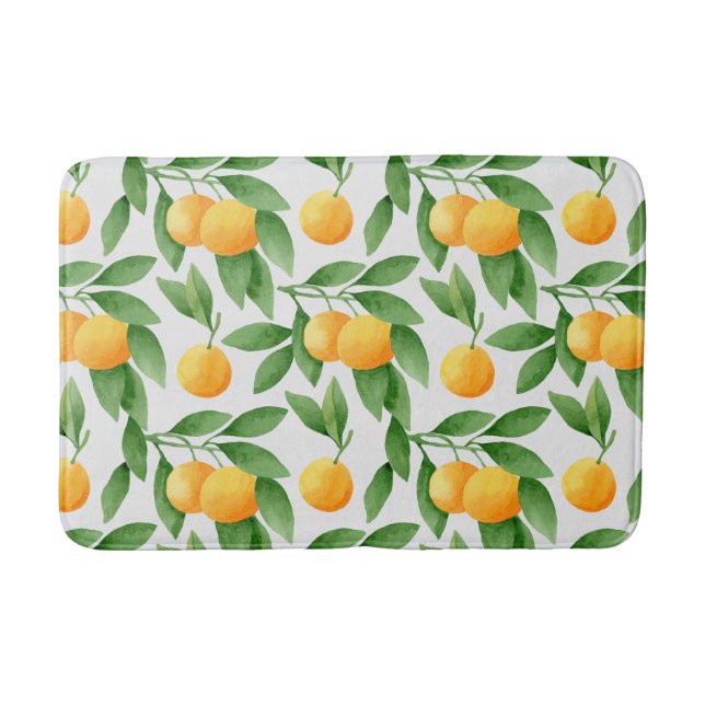Alfombrilla De Baño Naranjas acuarelas o patrones de mandarinas (Anverso)