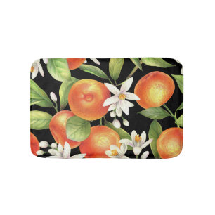 Alfombrilla De Baño Naranjas de mano desatada: Ilustracion floral.