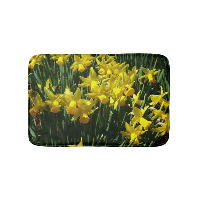 Alfombrilla De Baño Narcisos Amarillos Alegres Flores de Primavera (Anverso)
