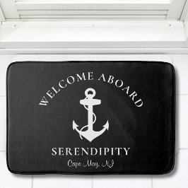 Alfombrilla De Baño Nautical Anchor Monogramado Negro