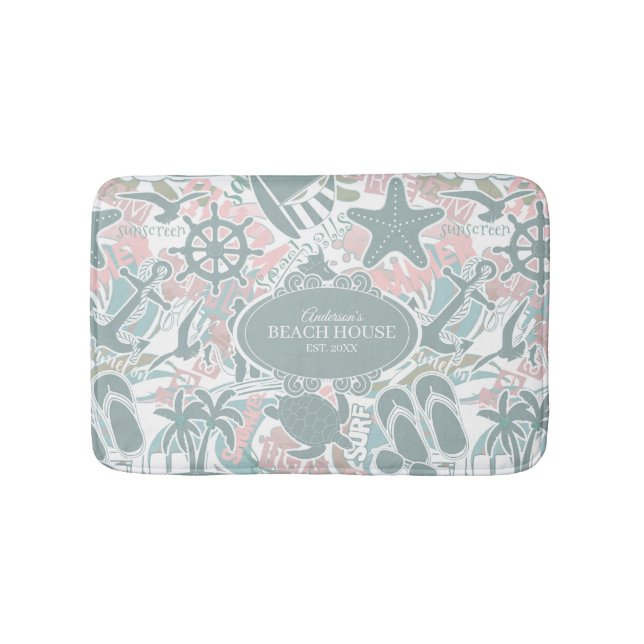 Alfombrilla De Baño Nautical Beach Collage Sage ID840 (Anverso)