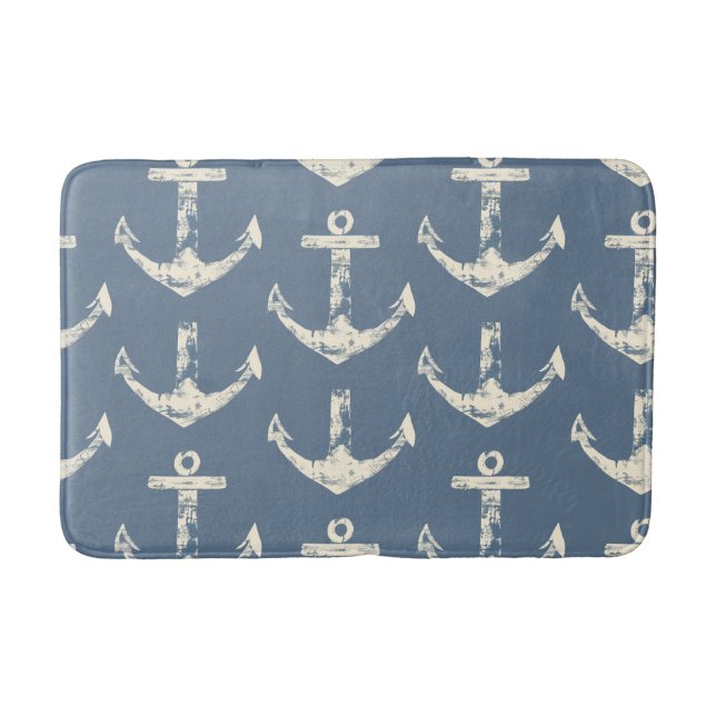 Alfombrilla De Baño Nautical Blue Anchor Bath Mat (Anverso)