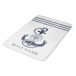 Alfombrilla De Baño Nautical Blue Anchor Bote Name