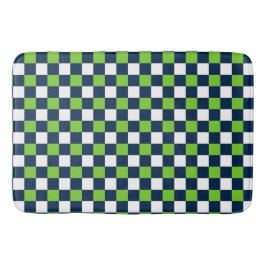 Alfombrilla De Baño Nautical Doodles – Lime & Navy Mini Check