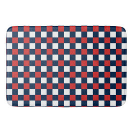 Alfombrilla De Baño Nautical Doodles – Red & Navy Mini Check