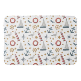 Alfombrilla De Baño Nautical Ocean Anchor Compass Rosa Sailboat