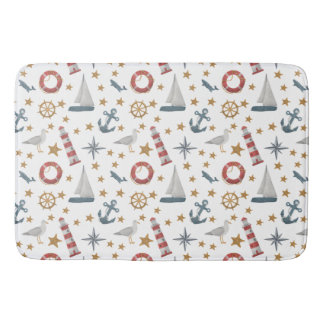 Alfombrilla De Baño Nautical Ocean Anchor Compass Rosa Sailboat