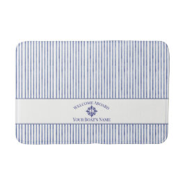 Alfombrilla De Baño Nautical Striped Monogram Boat Name Design