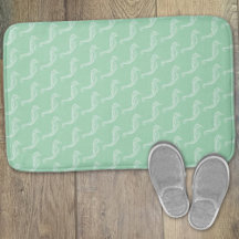 Nautical White Seahorse Skeleton Pattern Green