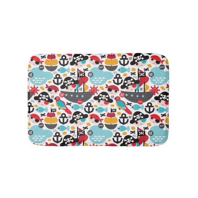 Alfombrilla De Baño Navegación retra del ilustracion de los piratas (Anverso)