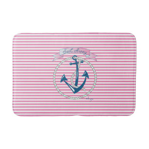 Alfombrilla De Baño "Navegar fuera" Ancla Náutica, Rope, Rayas