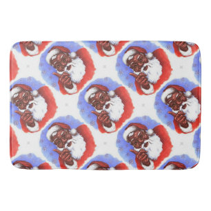 Alfombrilla De Baño Navidad negro afroamericano de Papá Noel