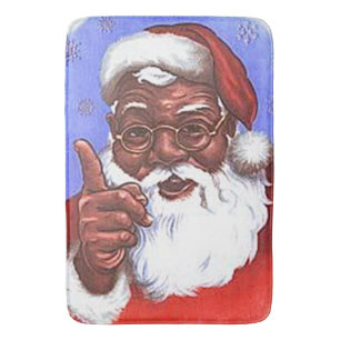 Alfombrilla De Baño Navidad negro afroamericano de Papá Noel