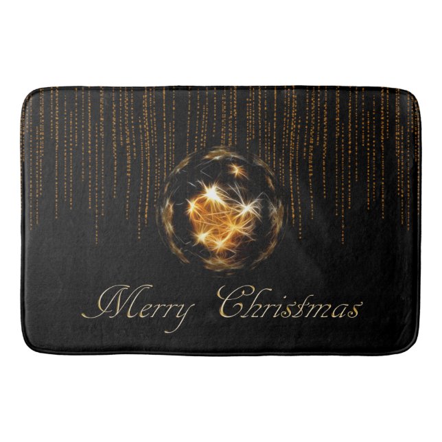 Alfombrilla De Baño Navidad negro del oro (Anverso)