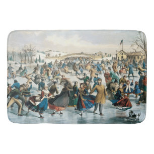 Alfombrilla De Baño Navidad Victoriana Central Park Currier & Ives