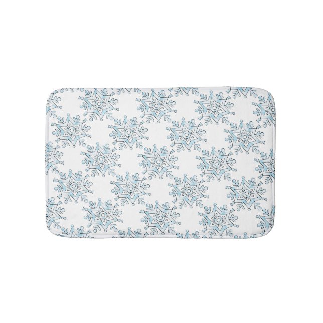 Alfombrilla De Baño Navidades Azules Copos de Nieve, Patrón Blizzard d (Anverso)