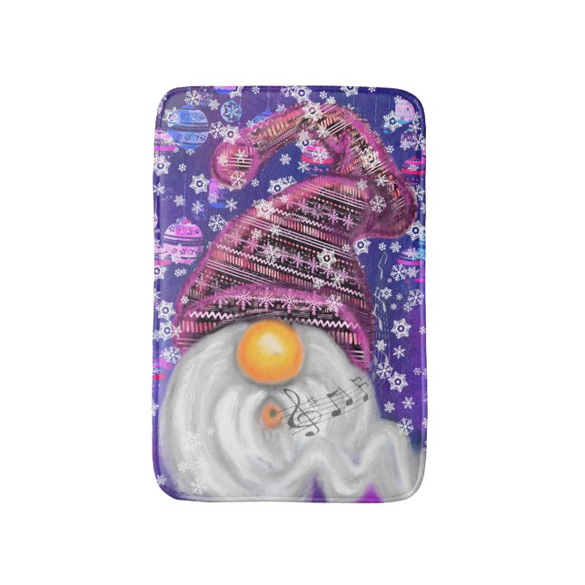 Alfombrilla De Baño Navidades Bath Mat Gnome En Canto Gorra Púrpura (Frente vertical)
