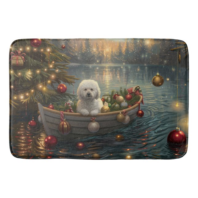 Alfombrilla De Baño Navidades Bichon Frise Voyage festivo (Anverso)