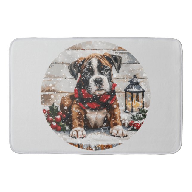 Alfombrilla De Baño Navidades Boxer Puppy (Anverso)