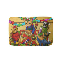 Alfombrilla De Baño Navidades británicos cenan gatos