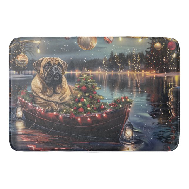 Alfombrilla De Baño Navidades Bullmastiff Voyage festivo (Anverso)