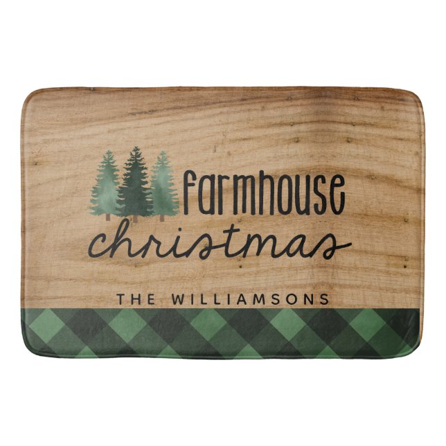 Alfombrilla De Baño Navidades campesinos País Plaid Familia Nombre Mad (Anverso)