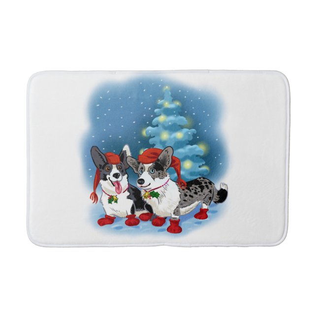 Alfombrilla De Baño Navidades Corgi Medianos (Anverso)