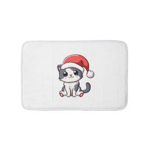 Alfombrilla De Baño Navidades cortos gatitos con sombrero de Santa Cla