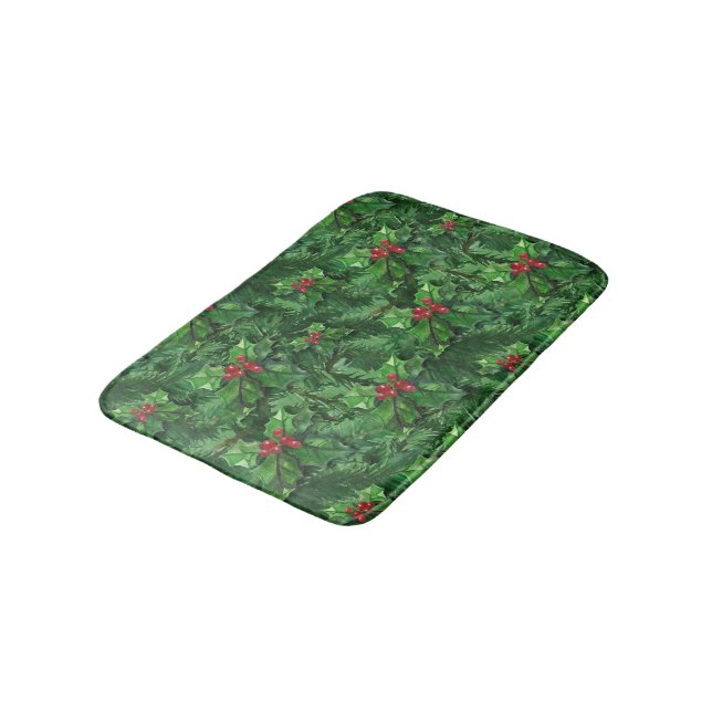 Alfombrilla De Baño Navidades de acuarela Holly Berries (Angular)